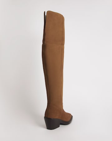 Zena Western Cowboy Suede Over The Knee Boots - Wide Fit (E) & Super Curvy Calf