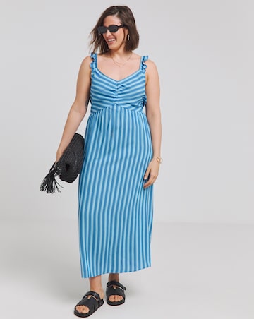 Simply Be Stripe Print Frill Strap Midi Dress