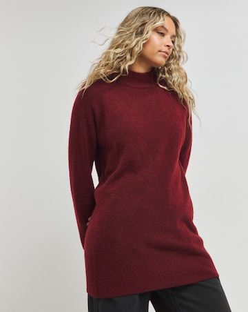 Wine Satin Bow Back Longline Jumper