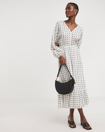 Cotton Dobby Balloon Sleeve Maxi Dress
