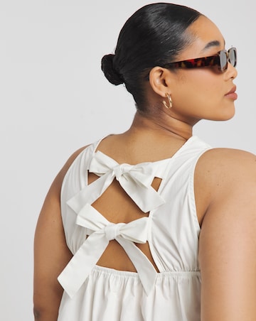Simply Be White Bow Back Poplin Top