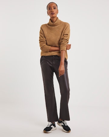 Chocolate Faux Leather Straight Leg Trousers