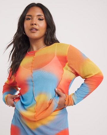Multi Print Mesh Overlock Top