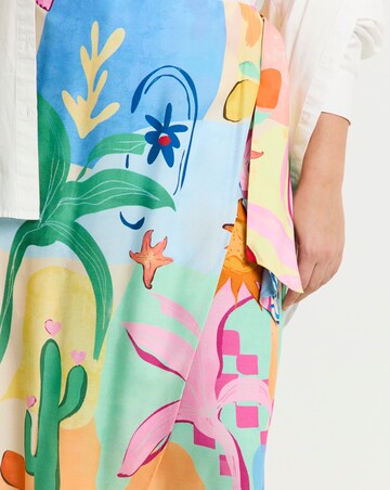 Simply Be Multi Border Print Spun Viscose Wrap Midaxi Skirt