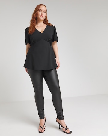 Black V Neck Tea Blouse