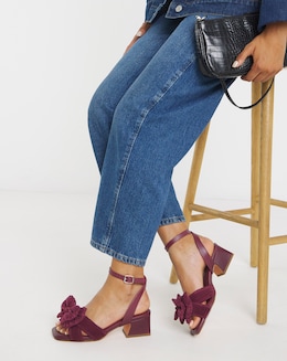 Monet Double Bow Low Block Heels - Wide Fit (E)