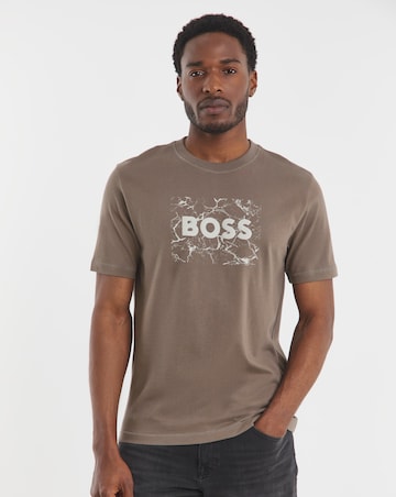 BOSS Short Sleeve Graphic Logo T-Shirt - Dark Beige