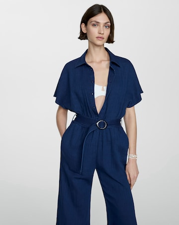 Mango Bambie Textured Cotton Jumpsuit