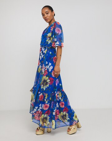Hope & Ivy Lydia V- Neck Ruffled Skirt Maxi Dress