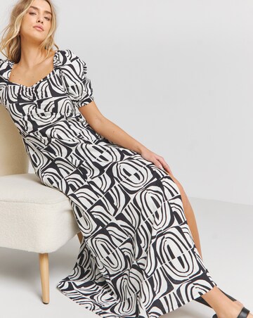 Ruched Front Linen Mix Maxi Dress