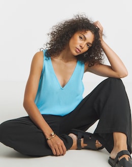 Simply Be Blue Sleeveless V Neck Vest