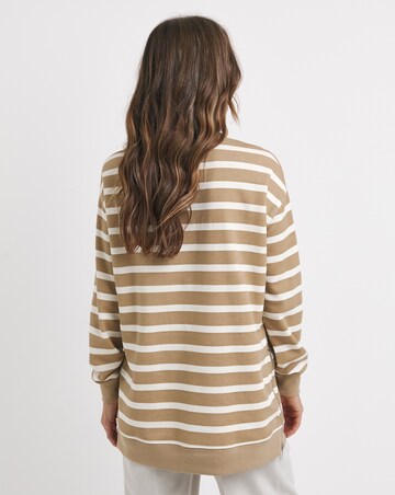 Stripe Side Zip Longline Sweatshirt