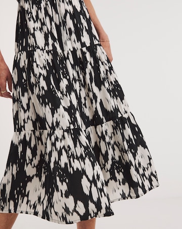 Spun Viscose Midi Shirt Dress With Collar