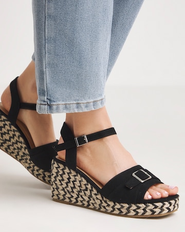 Agatha Buckle Wedge Espadrille Sandals - Extra Wide Fit (EEE)