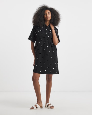 Simply Be Mono Embroidered Spot Mini Dress
