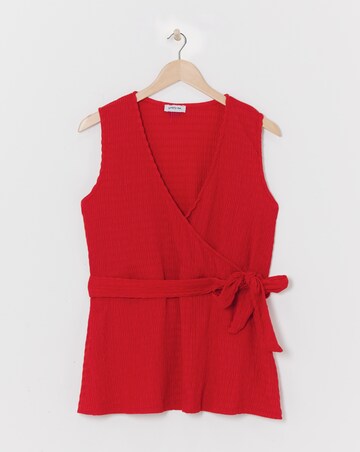 Simply Be Red Belted Wrap Top