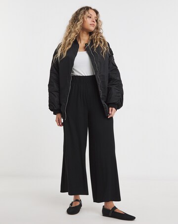 Simply Be Black Jersey V/E Wide Leg Culottes