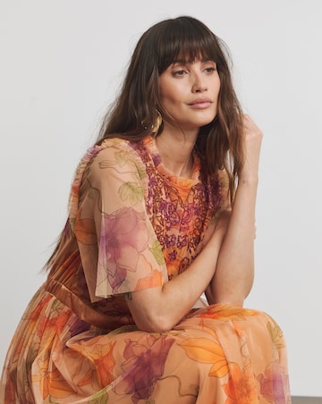 Joanna Hope Mesh Beaded Maxi Dress