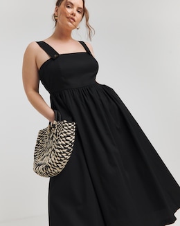 Simply Be Black Poplin Sundress with Pockets
