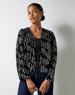 Ro&amp;Zo Black Embellished Velvet Jacket