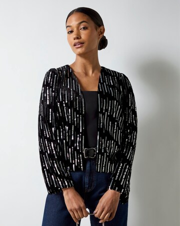 Ro&Zo Black Embellished Velvet Jacket