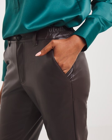 Chocolate Faux Leather Straight Leg Trousers