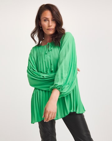 Joanna Hope Pleated Keyhole Blouse