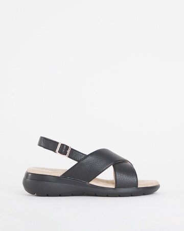 Cushion Walk Black Crossover Sandal -Wide Fit (E)
