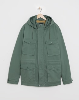 Khaki 4 Pocket Hooded Cotton Jacket