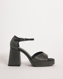 Khloe Diamante Platform Heeled Sandals - Extra Wide Fit (EEE)