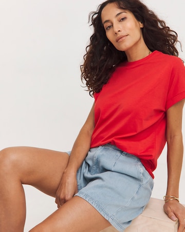 Longline Short Sleeve Curved Hem Top