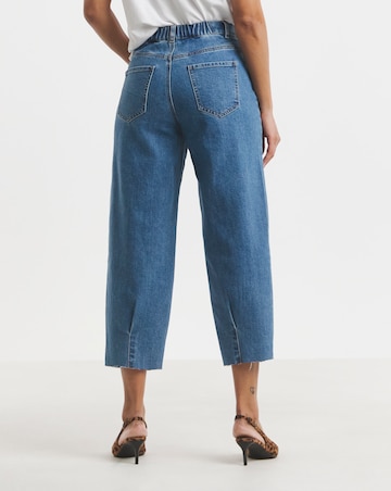Simply Be Mid Blue Cropped Barrel Leg Jeans