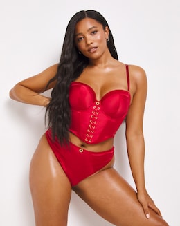 Simply Be Satin Lace Up Midi Thong