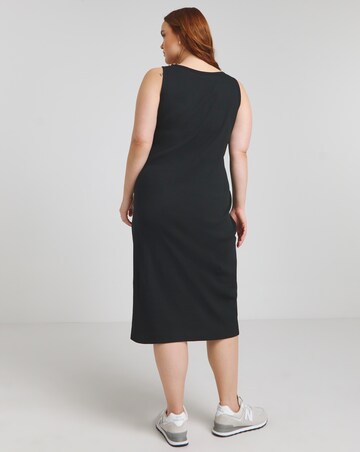 Black Ribbed Scoop Neck Midi Dress