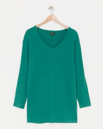 Pine Green Soft Touch V-Neck Longline Top