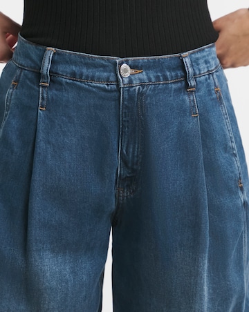 Simply Be Mid Blue Draped Lyocell Denim Wide Leg Jeans