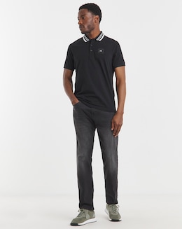 BOSS Short Sleeve Paddy Rib Polo - Black