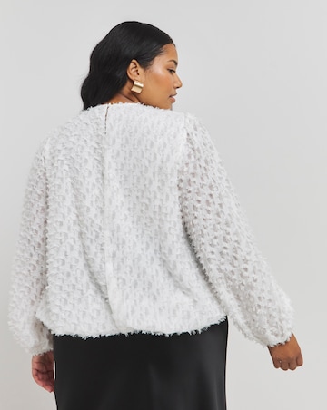 Ivory Textured Fluffy Blouse