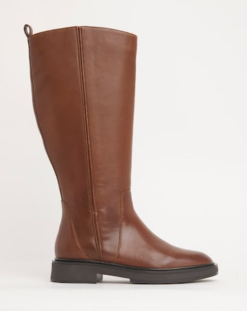 Andy Leather Stretch Knee High Flat Boots - Extra Wide Fit (EEE) & Curvy Calf