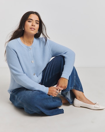 Simply Be Blue Crew Neck Trophy Cardigan
