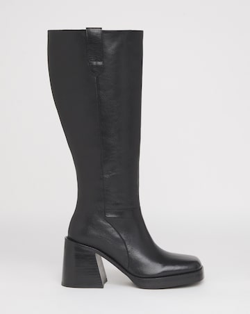 Cloudy Leather Platform Knee High Boots - Wide Fit (E) & Curvy Calf