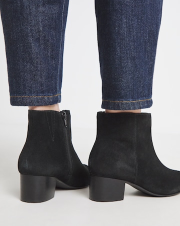 Chiba Suede Low Block Heel Ankle Boot - Extra Wide Fit (EEE)