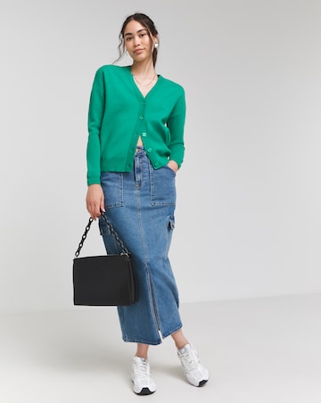 Green Loose Fit Cardigan