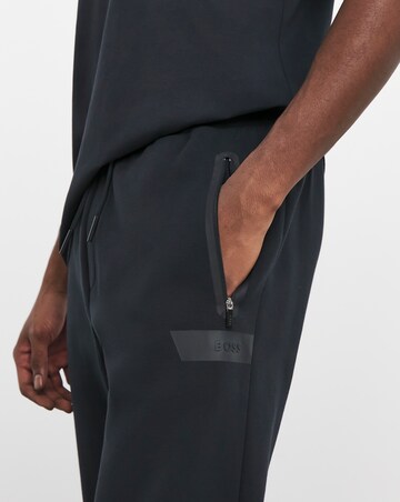 BOSS Navy Stripe Logo Cuffed Jogger