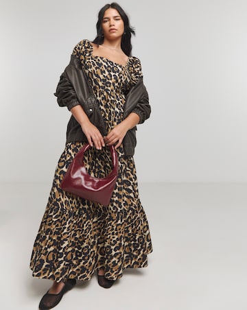 Leopard Print Poplin Maxi Dress