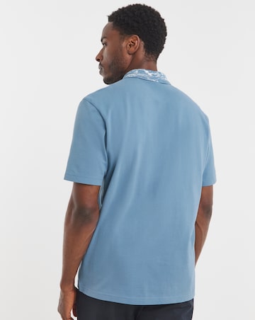 BOSS Short Sleeve Printed Collar Polo - Blue