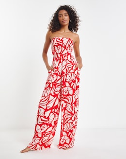 Shirred Bandeau Beach Jumpsuit