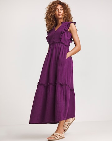 Cheesecloth Smock Dress With Shirred Back