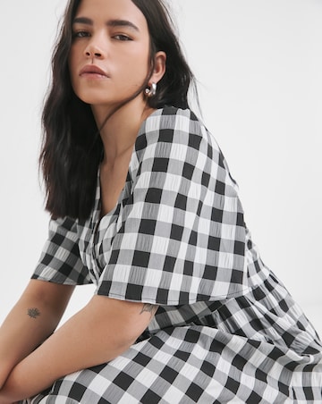 Simply Be Mono Check Gingham Button Up Midi Dress