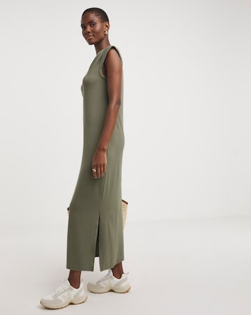 Soft Touch Jersey Midi Dress With Zip Front